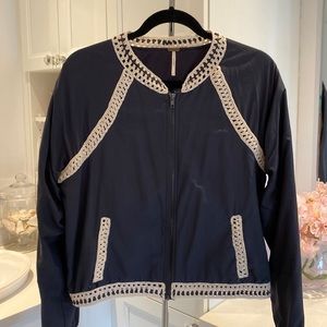 Free People Crochet Bomber Jacket